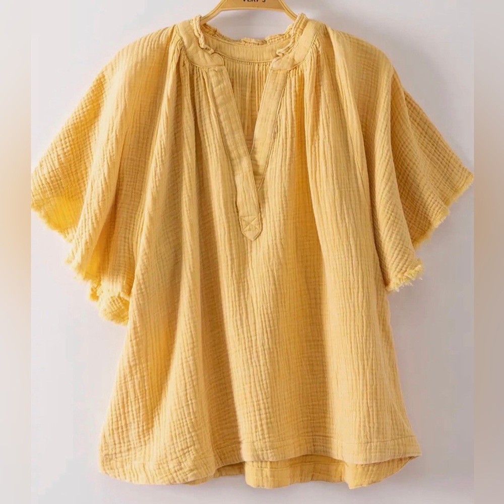 Lightweight Yellow Cotton Gauze Women's Top